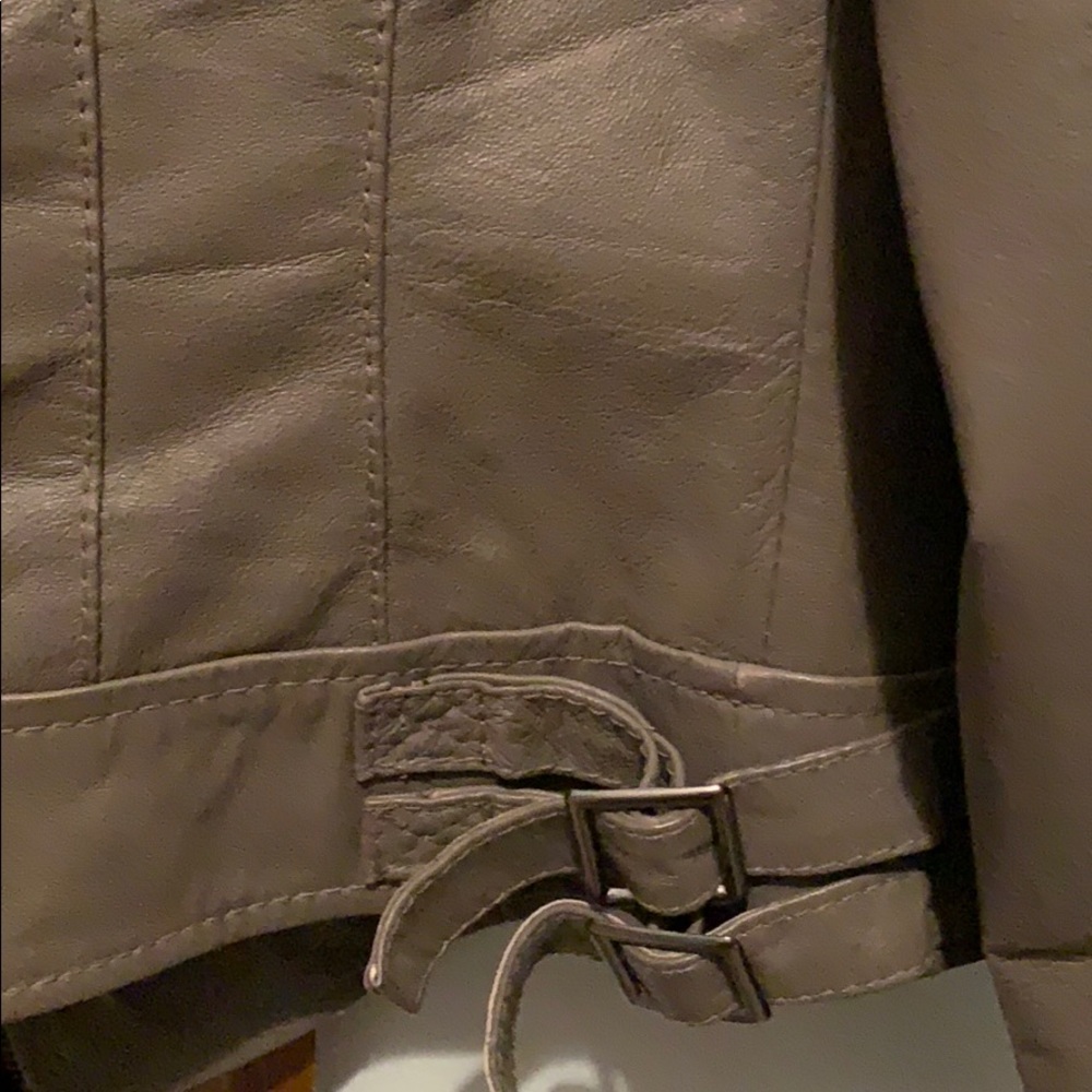 Grey Leather Jacket/ Practically New - image 6